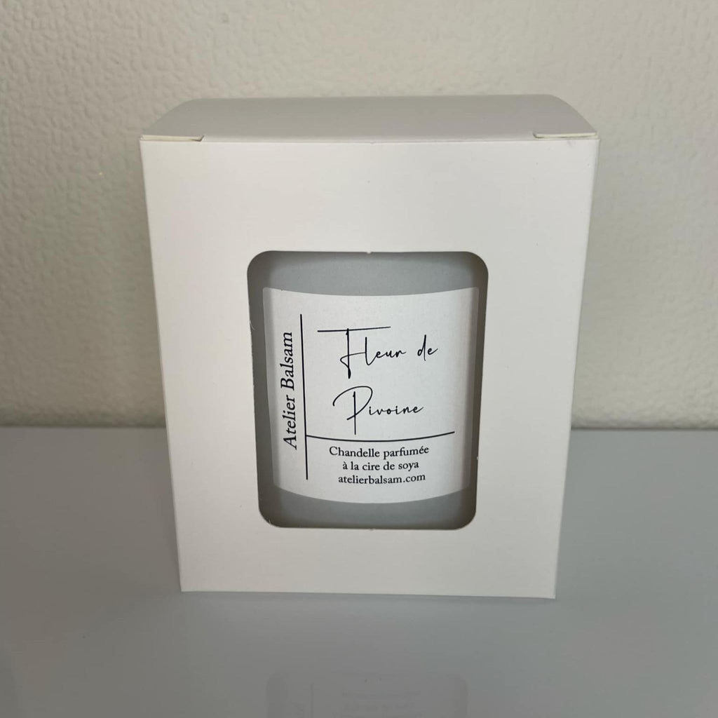 Bougie artisanale parfumée Fleur de Pivoine en boîte cadeau