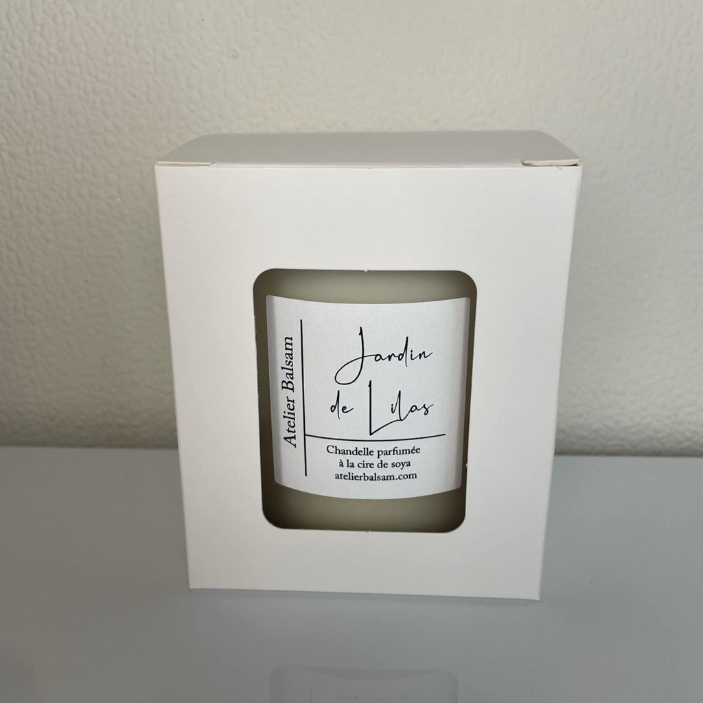 Bougie artisanale parfumée Jardin de Lilas en boîte cadeau